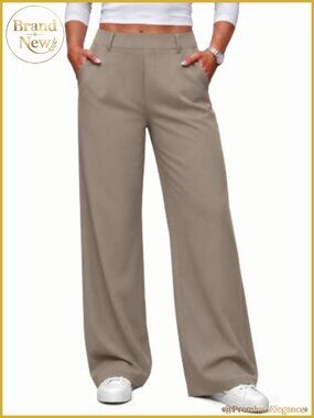 Women's Wide Leg Pants Business Casual Trousers Polyester Spandex Pull-On